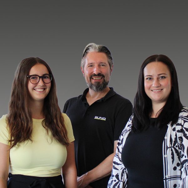 Das dreiköpfige Marketing-Team der BUNG Unternehmensgruppe