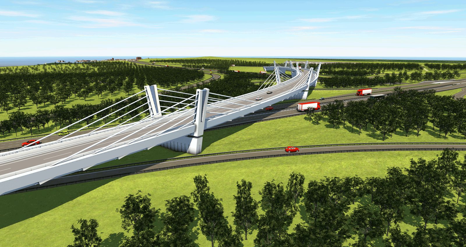 Visualisierung des Overfly über der Autobahn im Kreuz Nürnberg-Ost