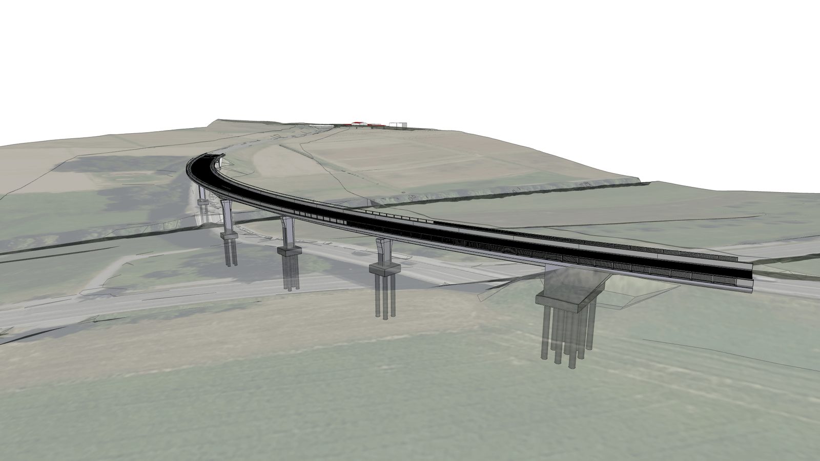 Modell der Aichtalbrücke mit ihrer langen Pfeilerreihe