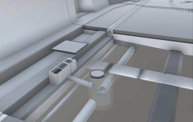 Modellausschnitt der technischen Ausrüstung im Kramertunnel