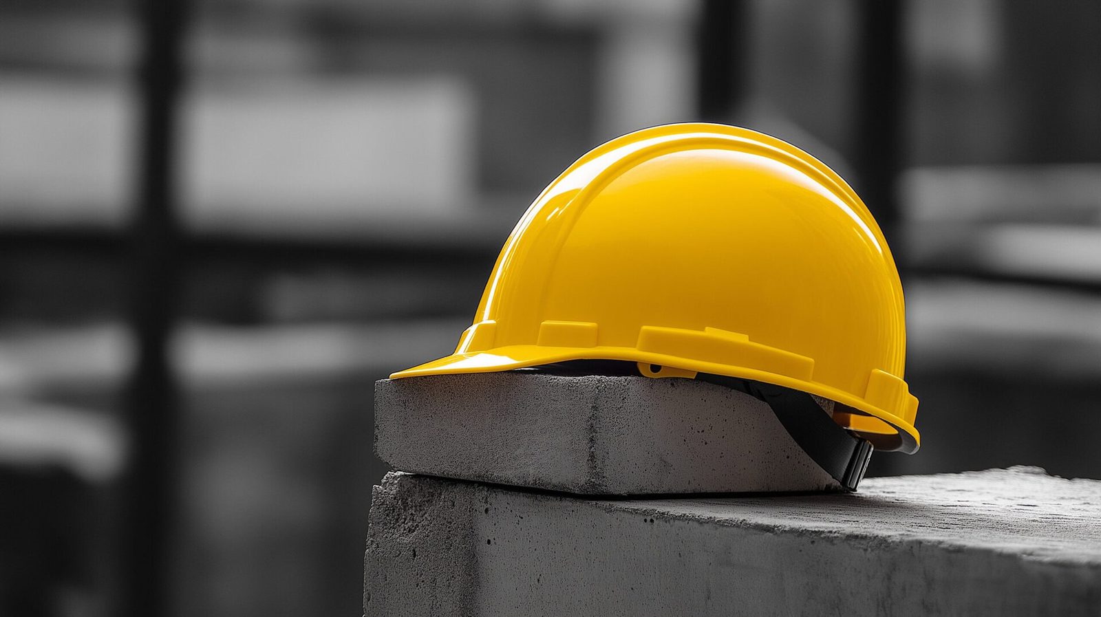 Schutzhelm auf einem Betonblock